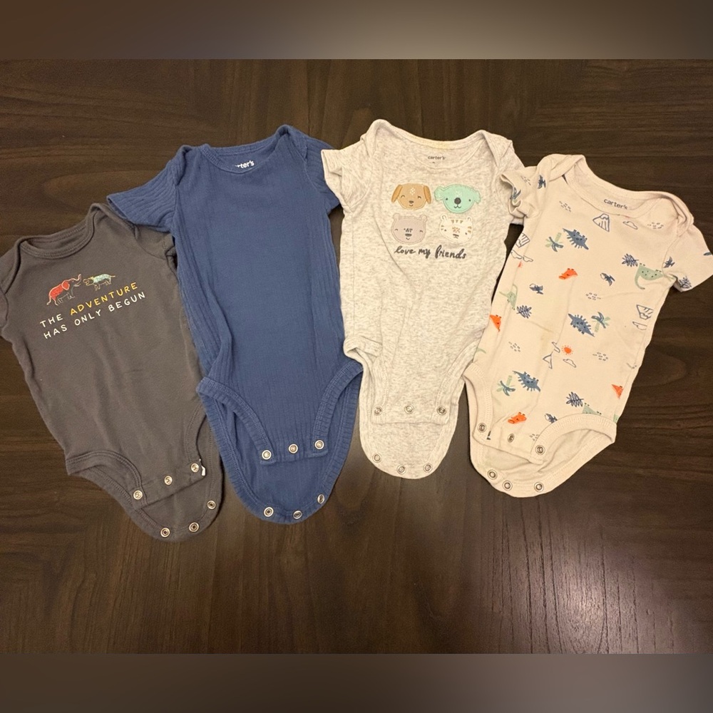 Carter’s 3M Baby Onesie Bundle 4pc Dino Animal Cute Set